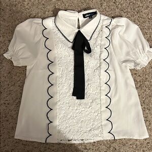 ALICE BLUE White Blouse with Black Accents
